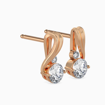 Piec Diamond Solitaire Earring Rose Gold