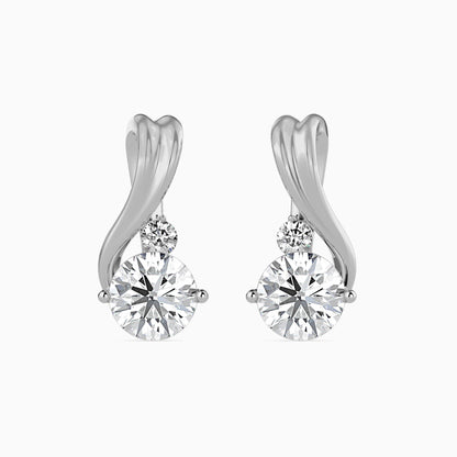 Piec Diamond Solitaire Earring White Gold