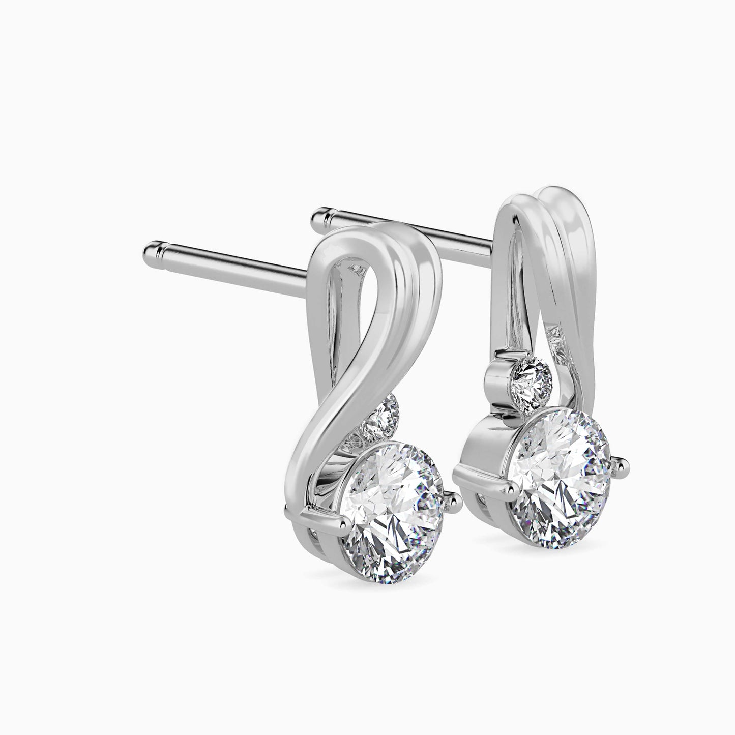 Piec Diamond Solitaire Earring White Gold