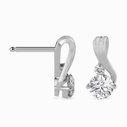 Piec Diamond Solitaire Earring White Gold