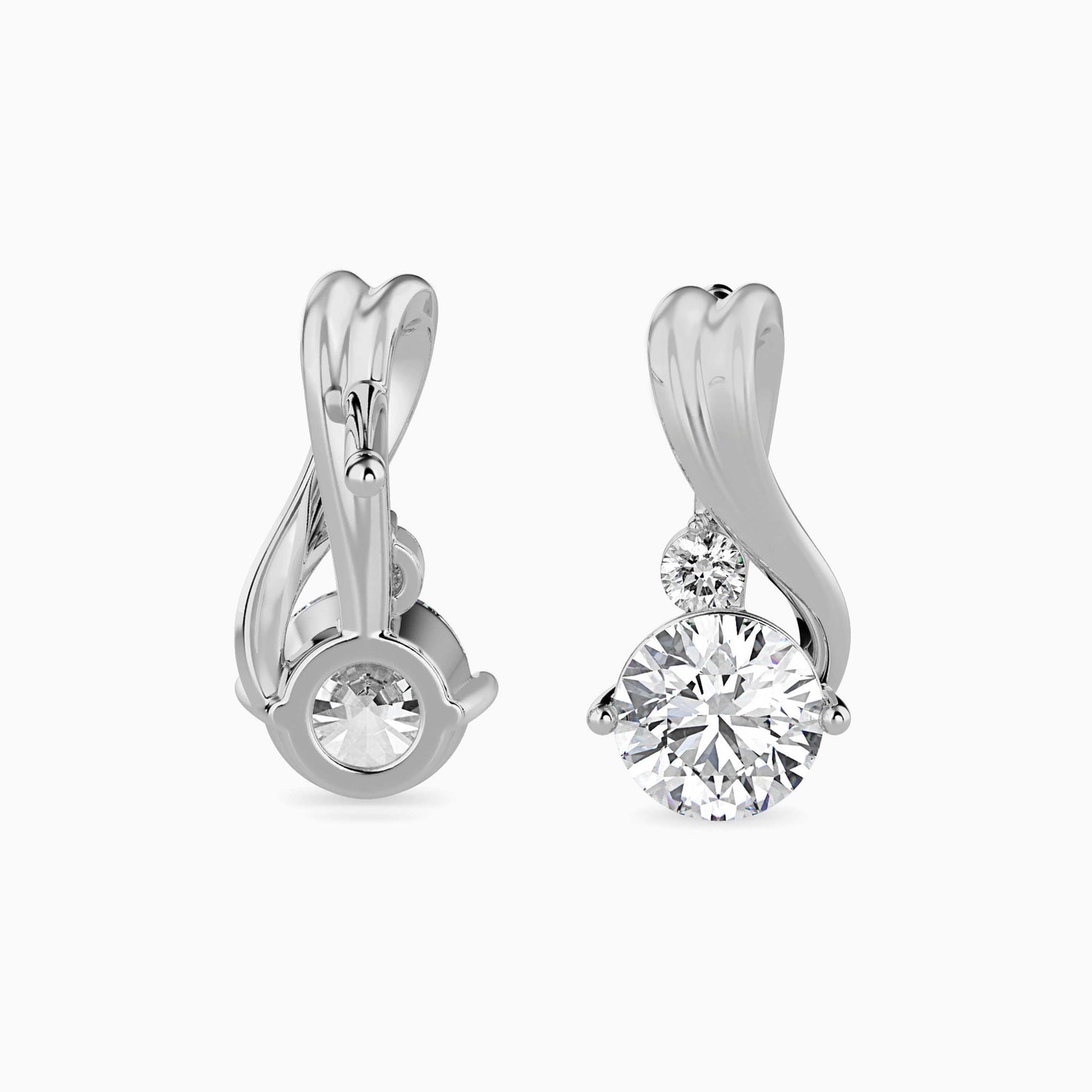 Piec Diamond Solitaire Earring White Gold