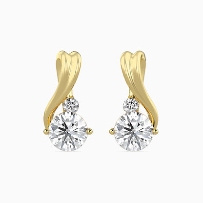 Piec Diamond Solitaire Earring Yellow Gold