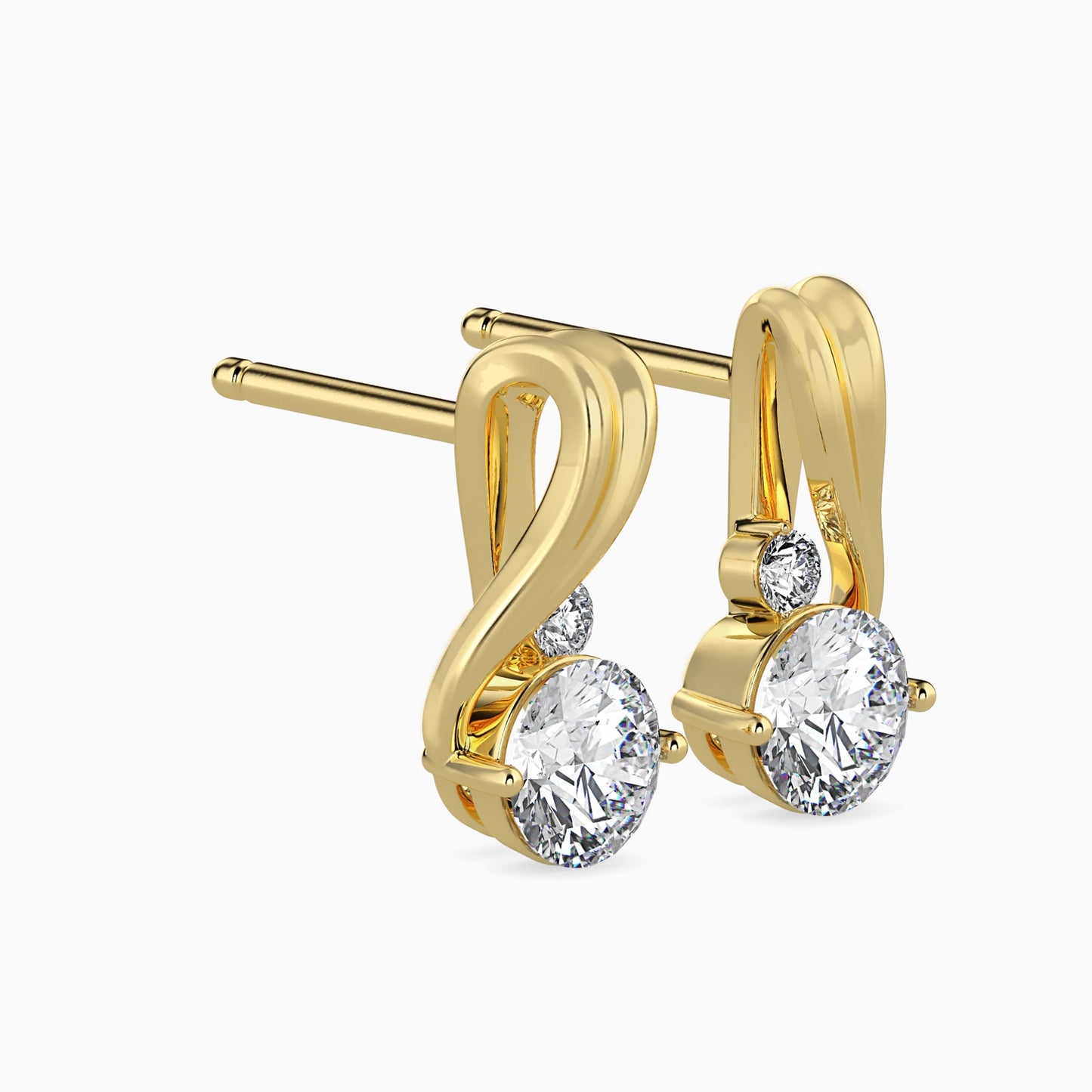 Piec Diamond Solitaire Earring Yellow Gold