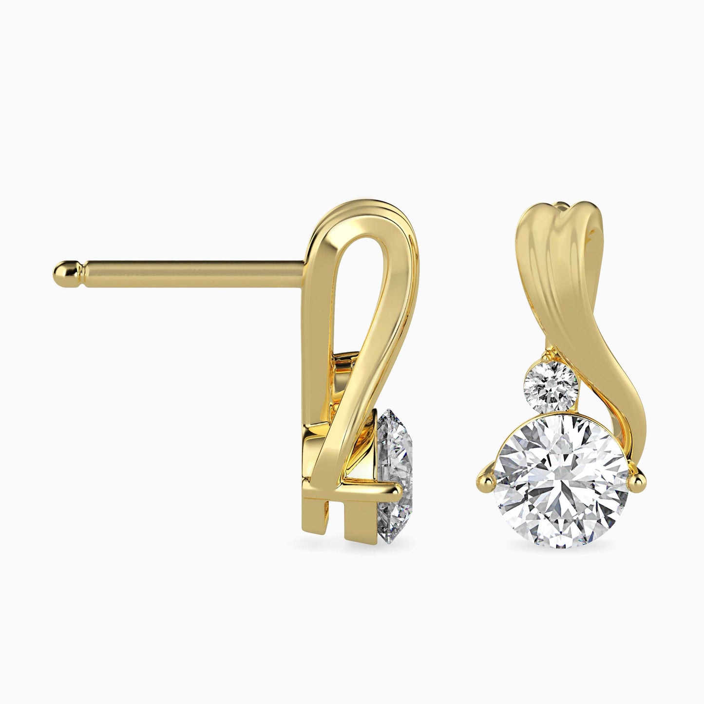 Piec Diamond Solitaire Earring Yellow Gold