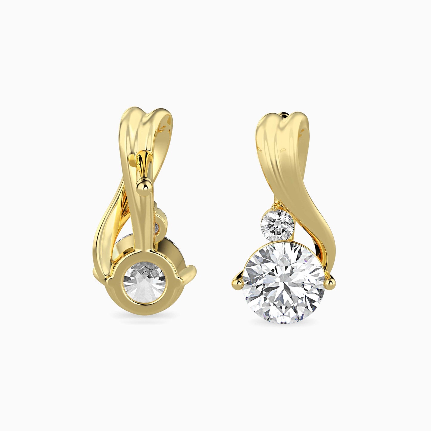 Piec Diamond Solitaire Earring Yellow Gold