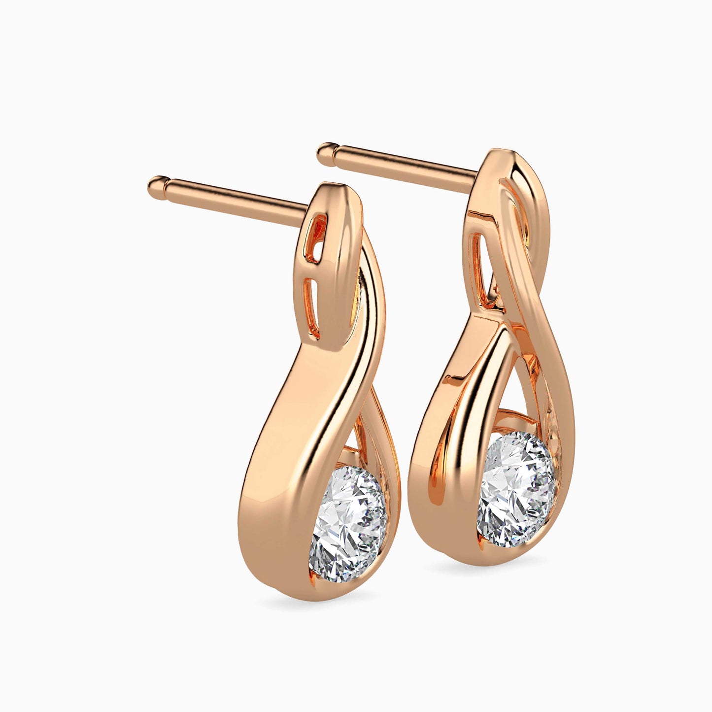 Healer Solitaire Diamond Earring Rose Gold