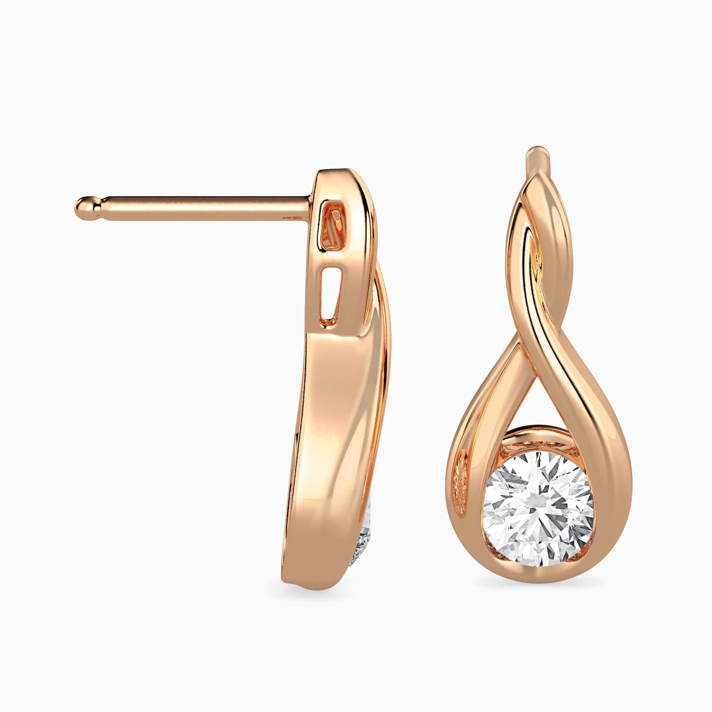 Healer Solitaire Diamond Earring Rose Gold