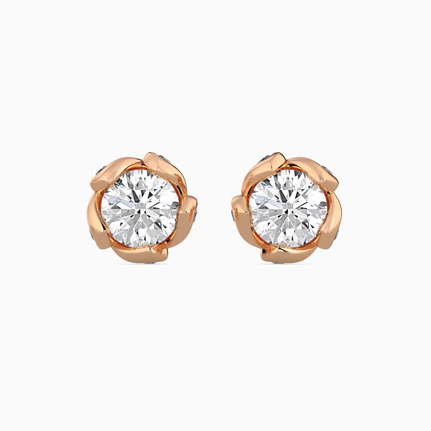 Marella Solitaire Diamond Earring Rose Gold