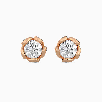 Marella Solitaire Diamond Earring Rose Gold