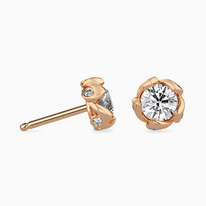 Marella Solitaire Diamond Earring Rose Gold