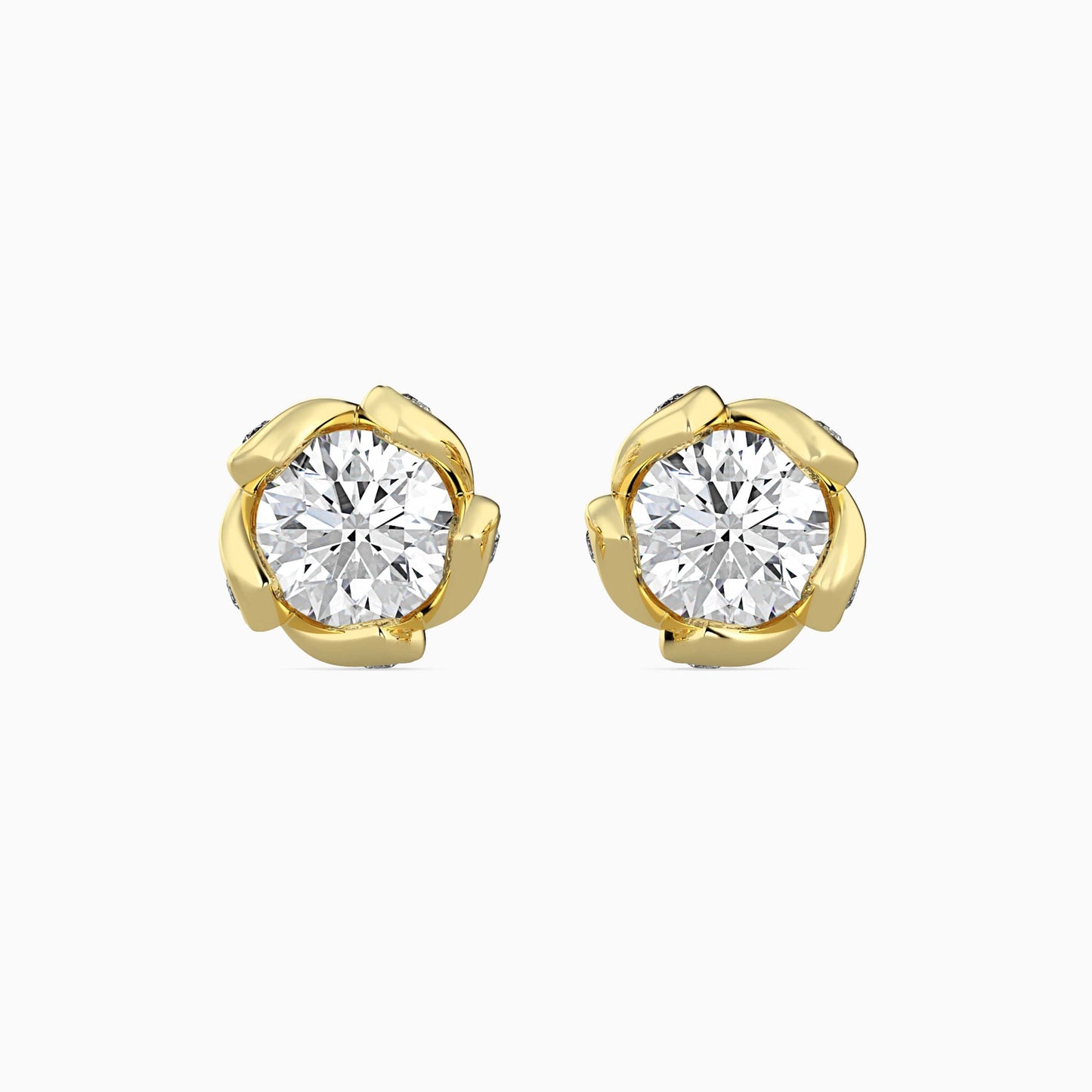 Marella Solitaire Diamond Earring Yellow Gold