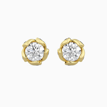 Marella Solitaire Diamond Earring Yellow Gold