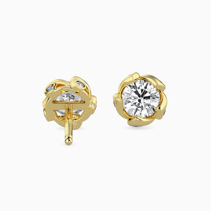 Marella Solitaire Diamond Earring Yellow Gold