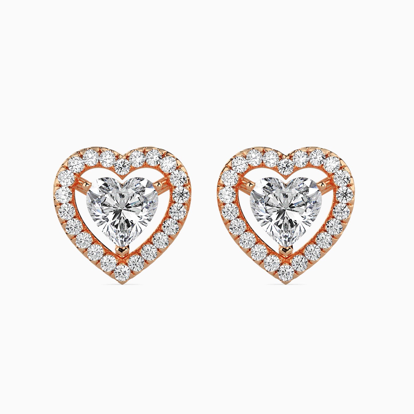 Heavenly Halos Solitaire Earring Rose Gold