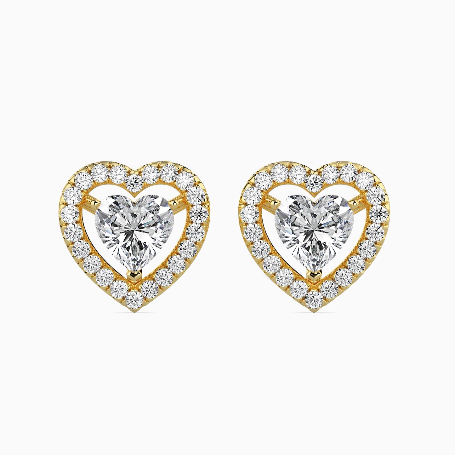 Heavenly Halos Solitaire Earring Yellow Gold