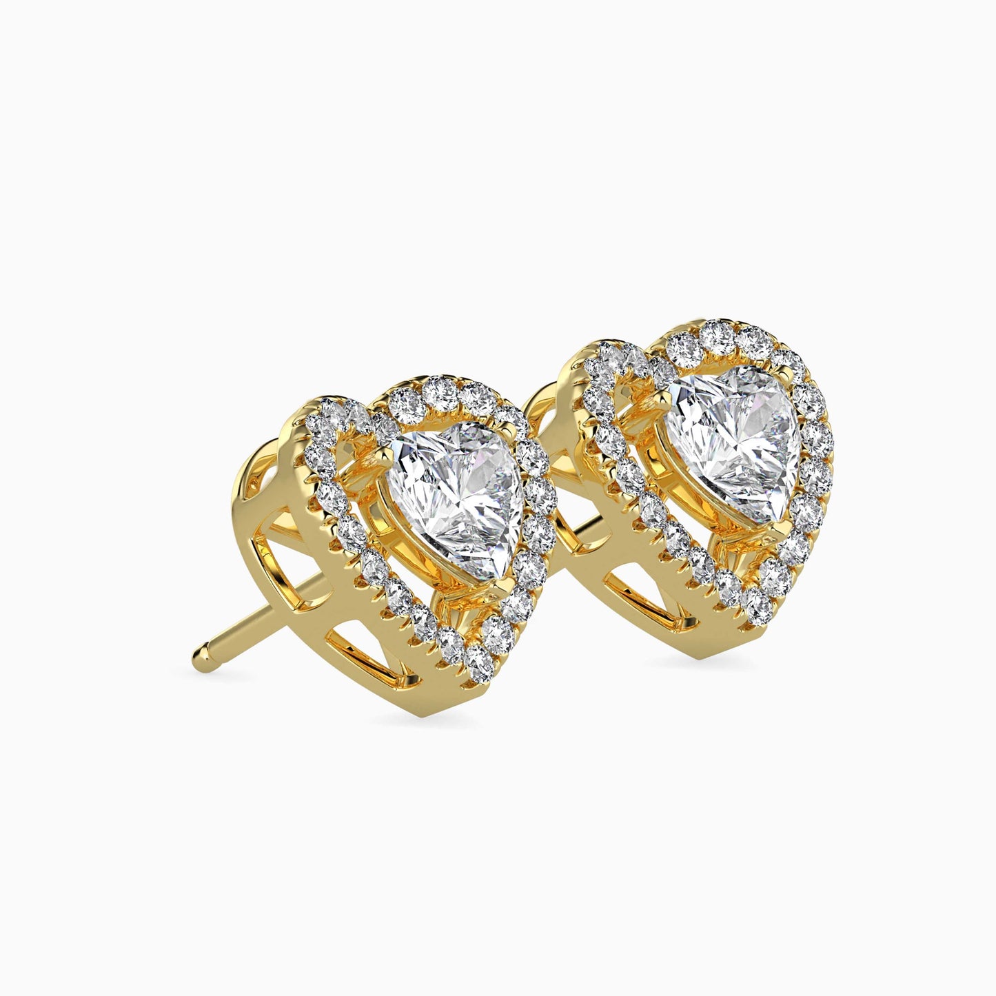 Heavenly Halos Solitaire Earring Yellow Gold