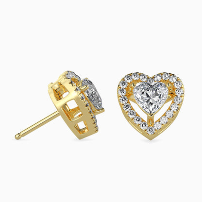 Heavenly Halos Solitaire Earring Yellow Gold