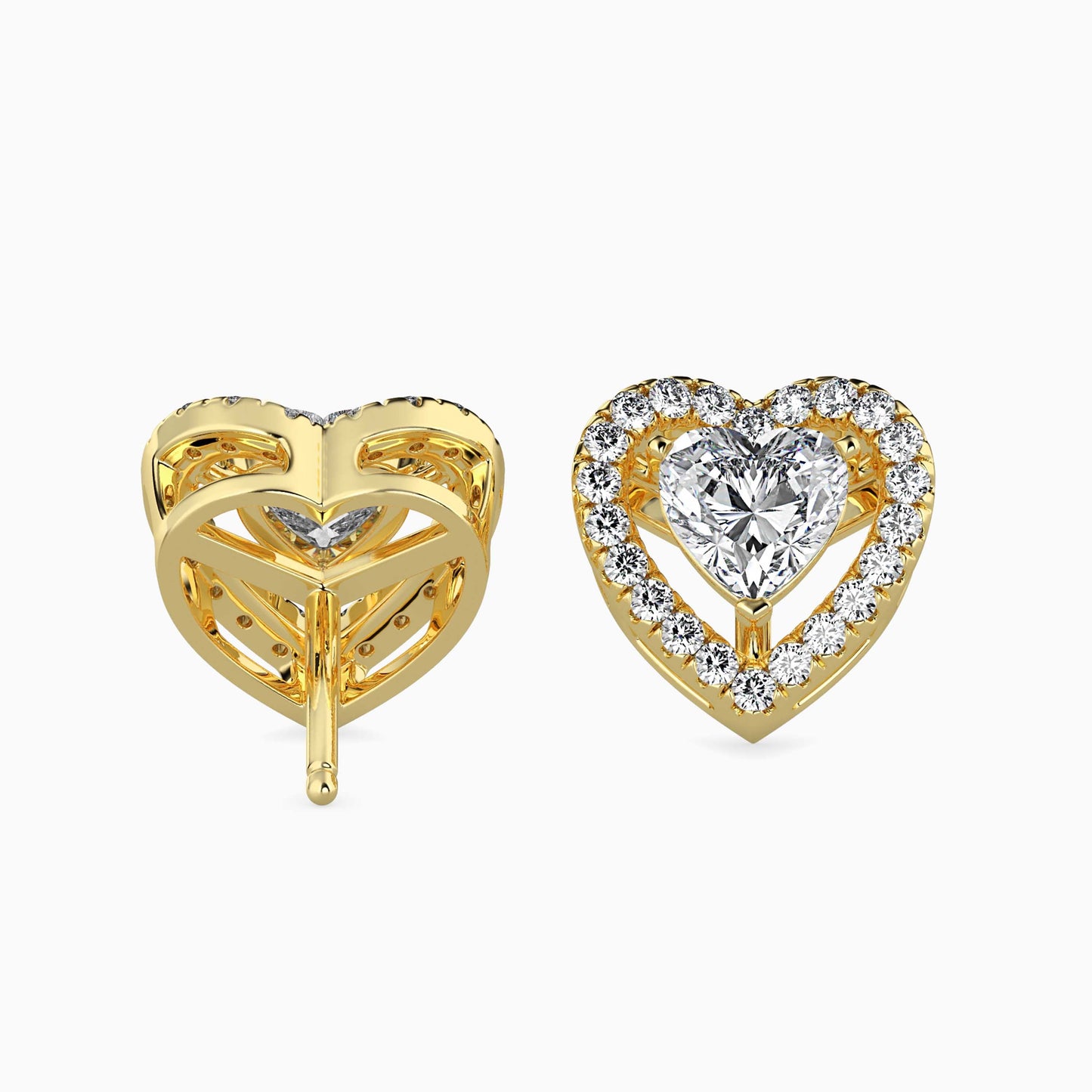 Heavenly Halos Solitaire Earring Yellow Gold