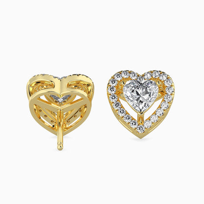 Heavenly Halos Solitaire Earring Yellow Gold