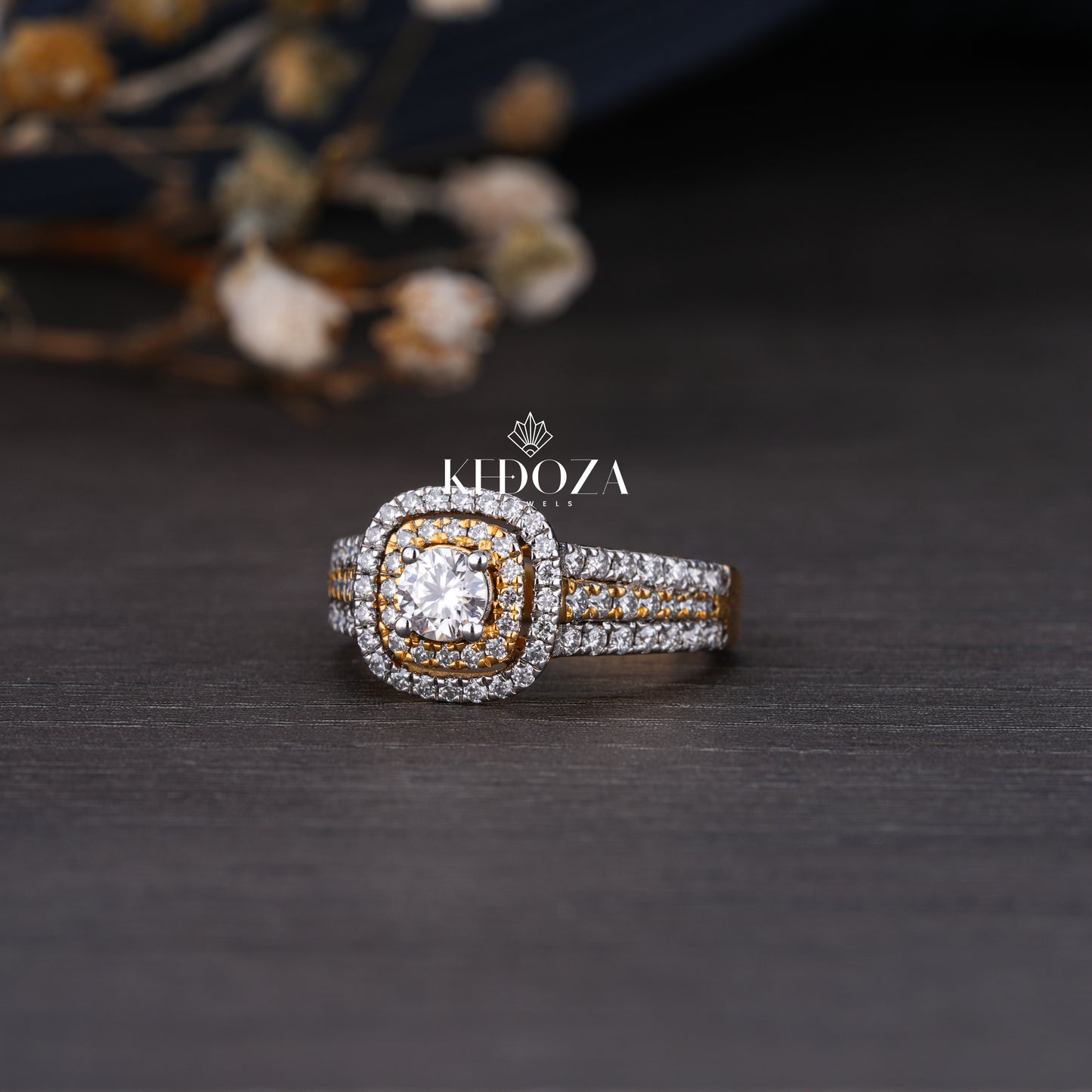 Halo Round Diamond White Gold Ring