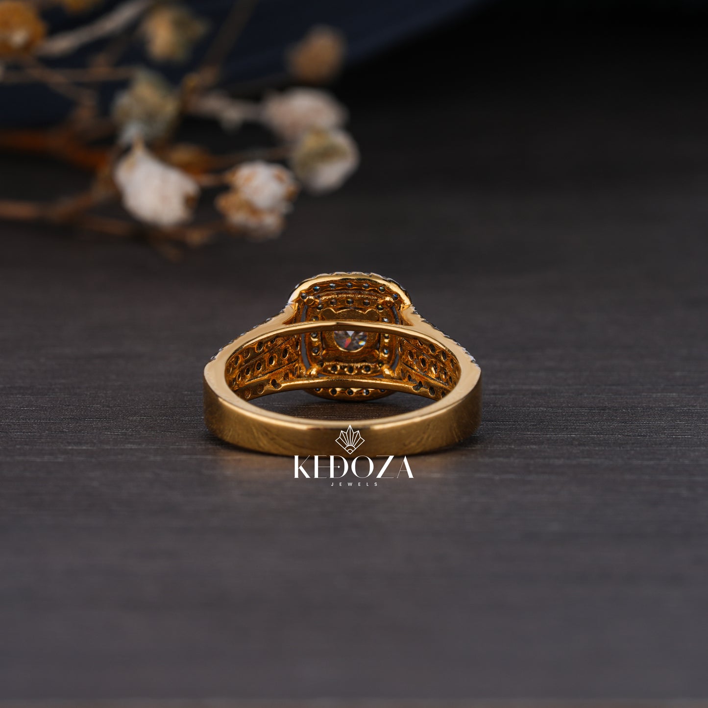 Halo Round Diamond Yellow Gold Ring