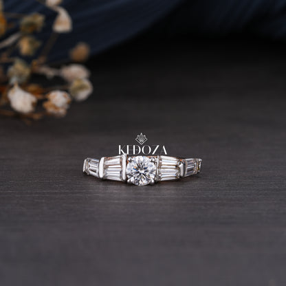 Timeless Three Stone Round Cut Engagement Ring Platinum