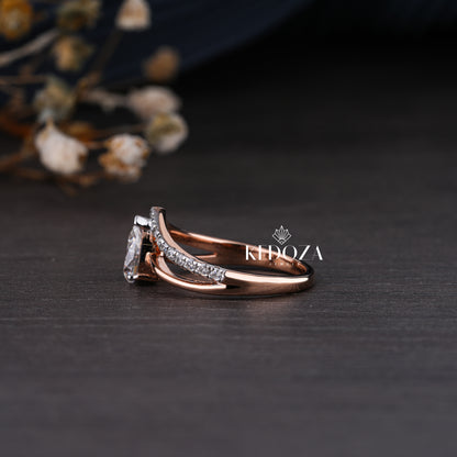 Oval Stone Diamond Engagement Ring Rose Gold