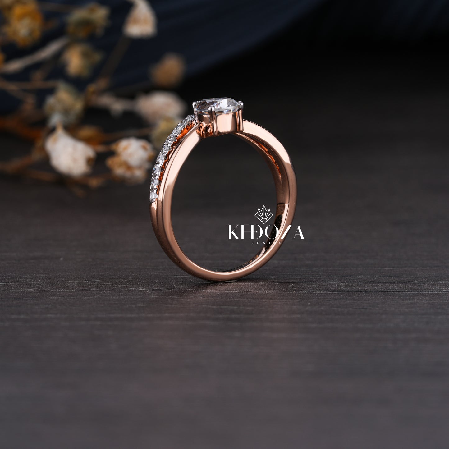 Oval Stone Diamond Engagement Ring Rose Gold