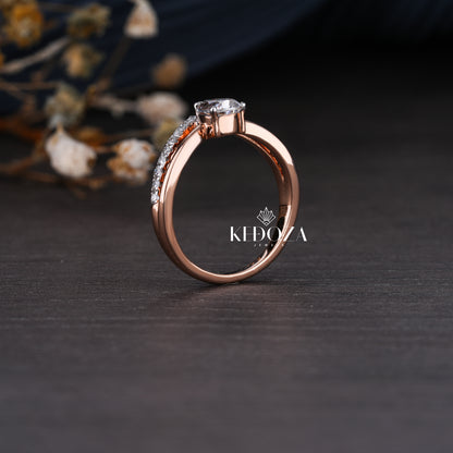 Oval Stone Diamond Engagement Ring Rose Gold