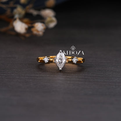 Distinctive Sparkle Marquise Shape Diamond Rose Gold Ring