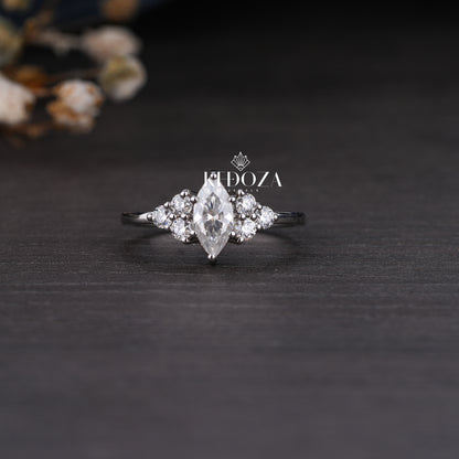 Graceful Marquise Shape Elegant Diamond Ring Platinum