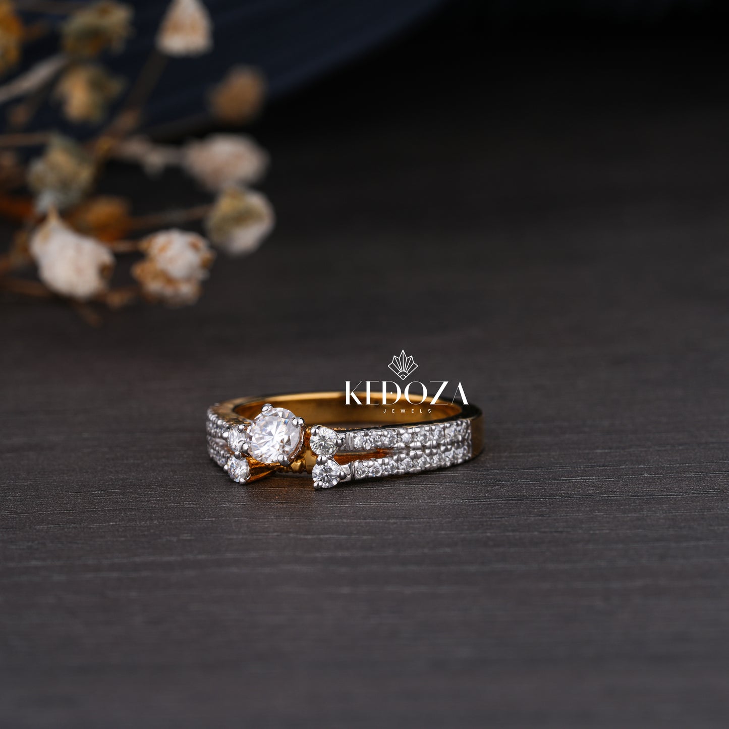 Classy Diamond Round Stone Rose Gold Ring