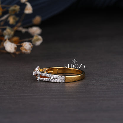 Classy Diamond Round Stone Yellow Gold Ring