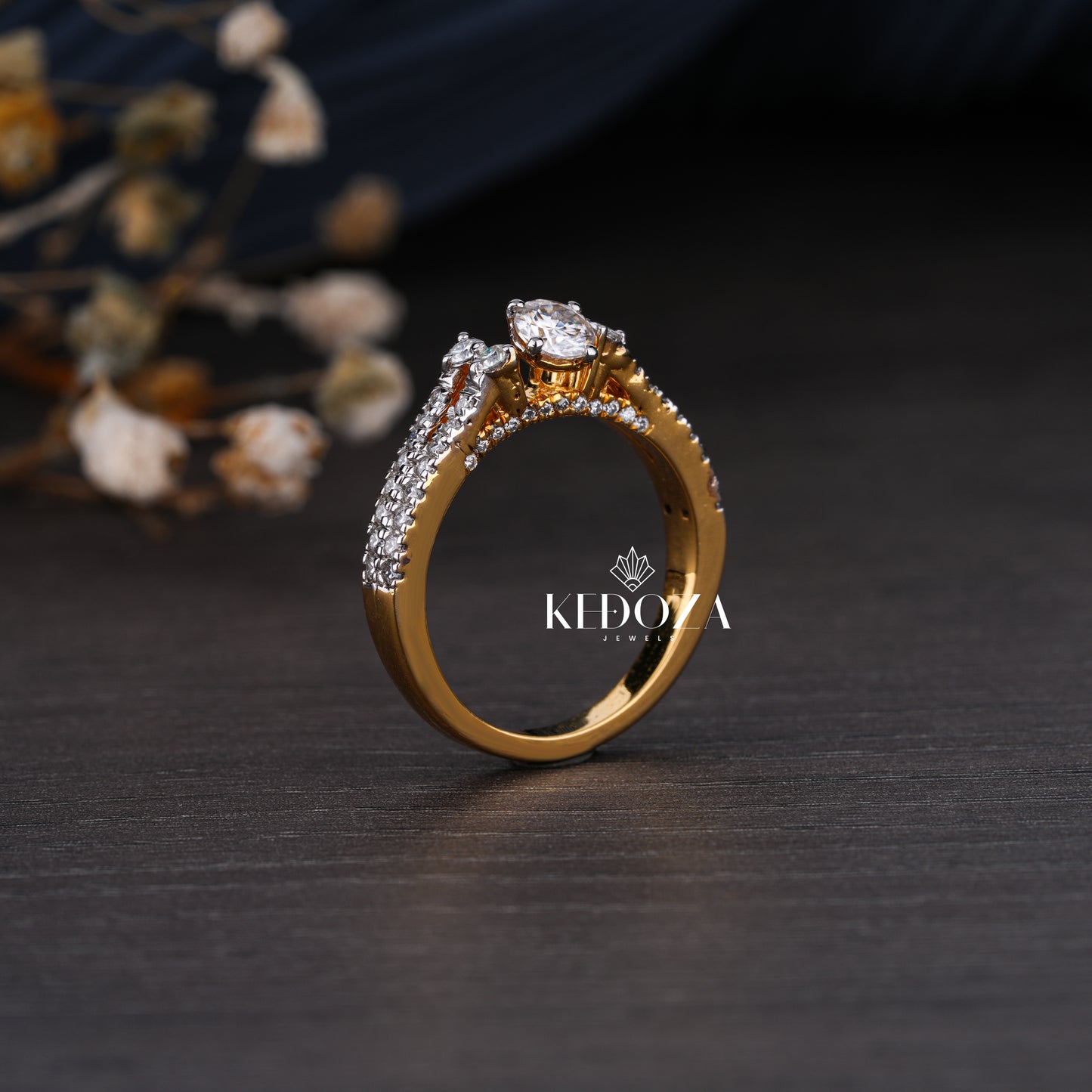 Classy Diamond Round Stone Rose Gold Ring