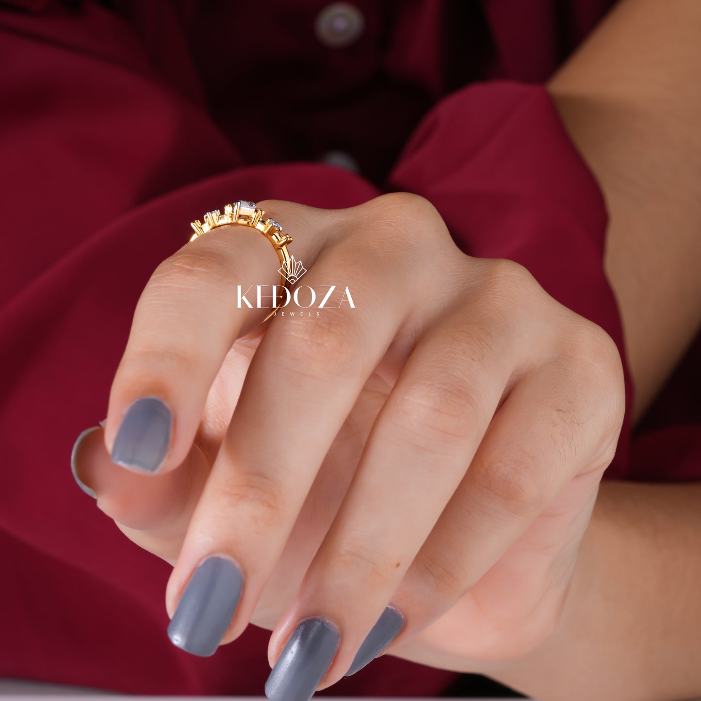 Distinctive Sparkle Marquise Shape Diamond Rose Gold Ring