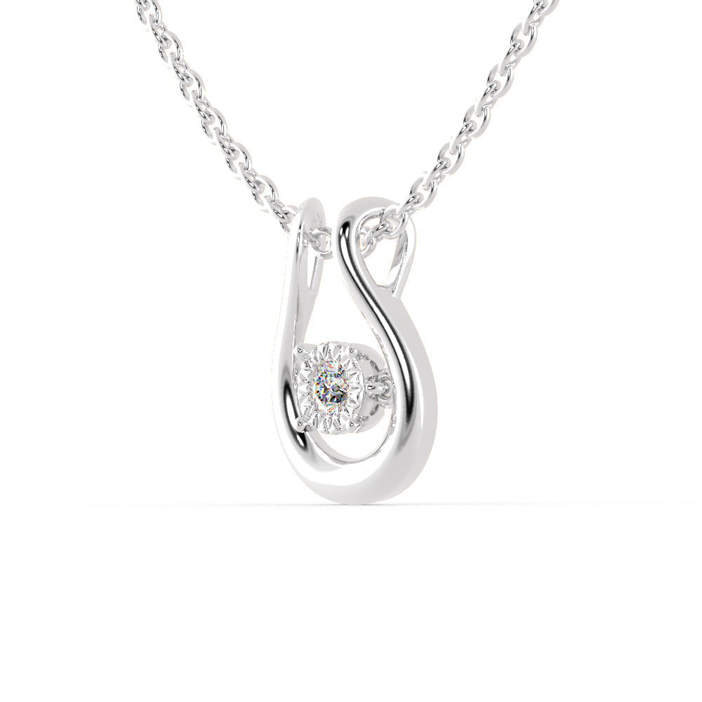 Gyrate Round DIamond Pendant White Gold