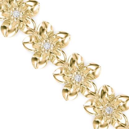 Nucifera Diamond Tennis Bracelet Yellow Gold