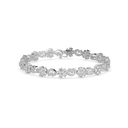 Foliate Diamond Tennis Bracelet Platinum