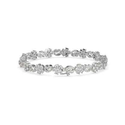 Foliate Diamond Tennis Bracelet Platinum