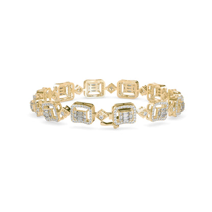 Plaids Tennis Diamond Bracelet Yellow Gold