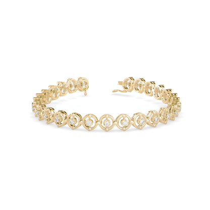Gyrate Diamond Tennis Bracelet Yellow Gold